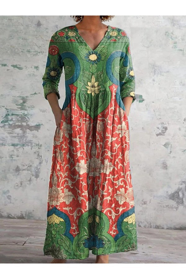 Judith – Vintage Floral Maxi Kleid