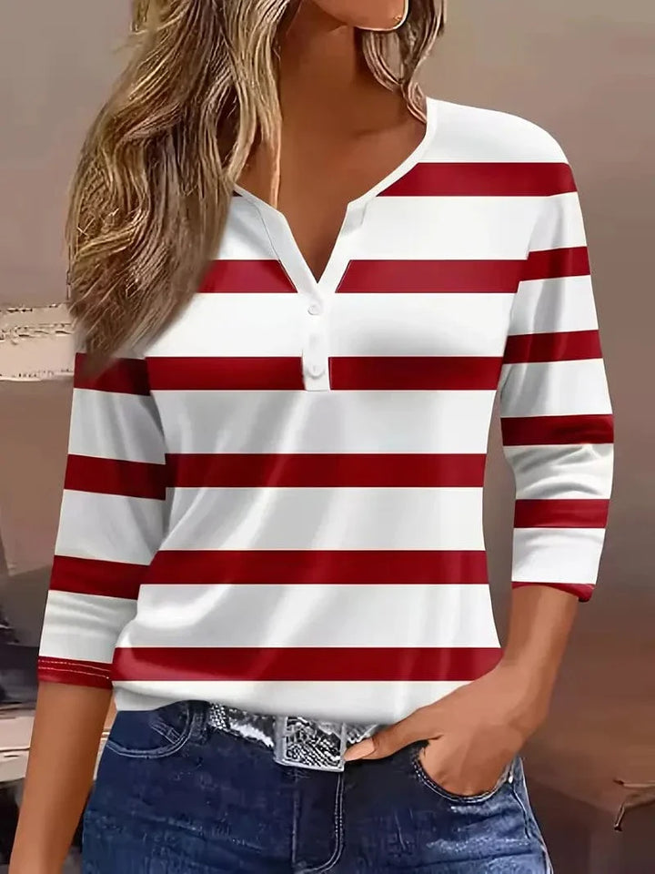 Dakota Jane Gestreiftes V-Ausschnitt Top