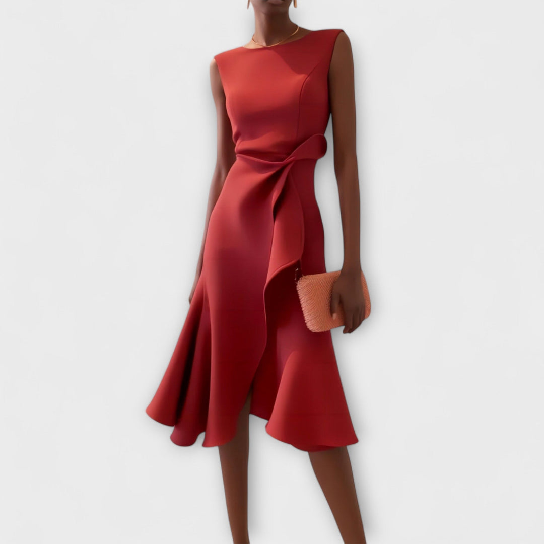 Sheila™ | Drapiertes asymmetrisches Midikleid