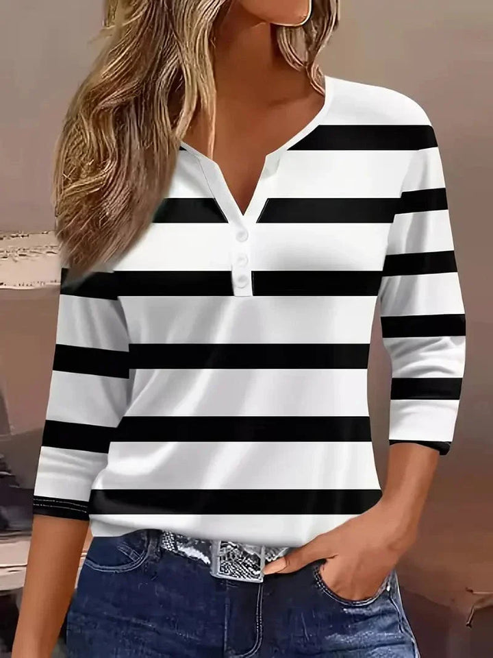 Dakota Jane Gestreiftes V-Ausschnitt Top