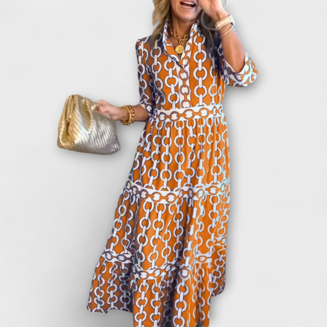 Sophia | Midi-Kleid mit Kettenmuster
