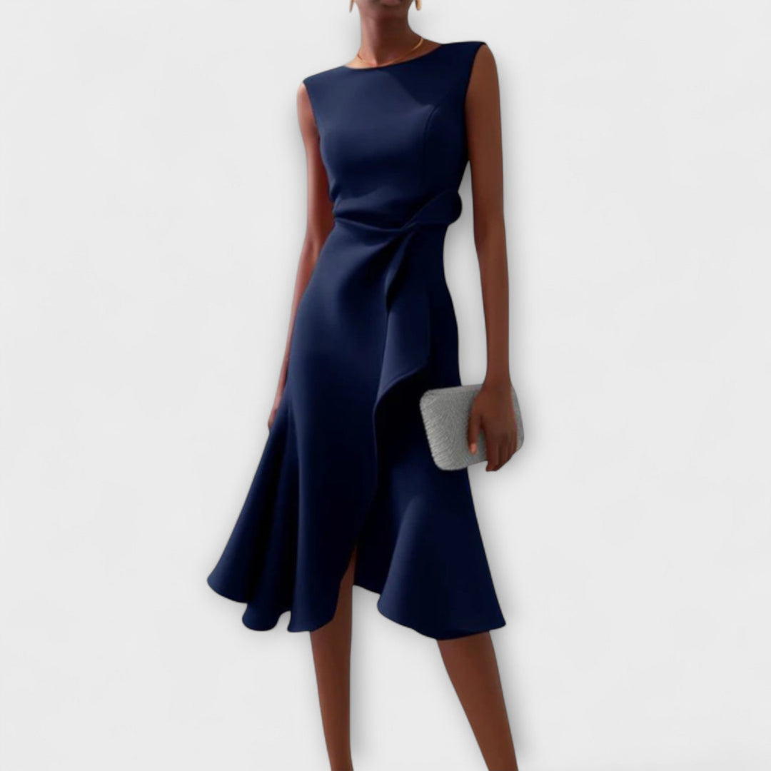 Sheila™ | Drapiertes asymmetrisches Midikleid
