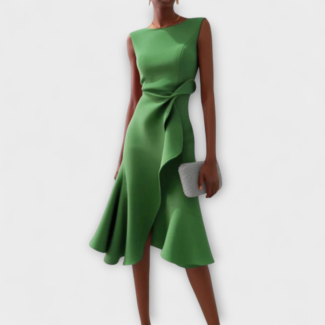 Sheila™ | Drapiertes asymmetrisches Midikleid