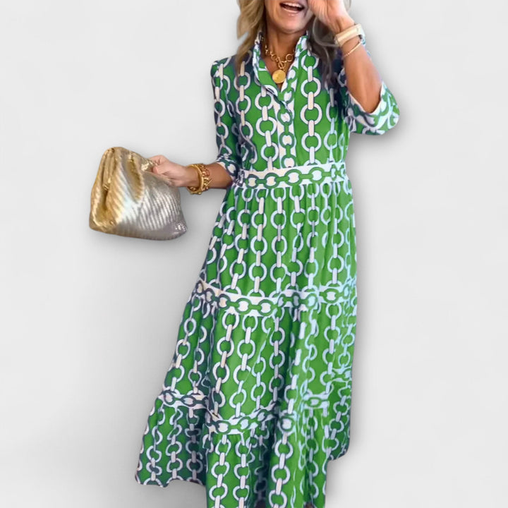Sophia | Midi-Kleid mit Kettenmuster