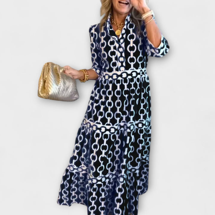 Sophia | Midi-Kleid mit Kettenmuster