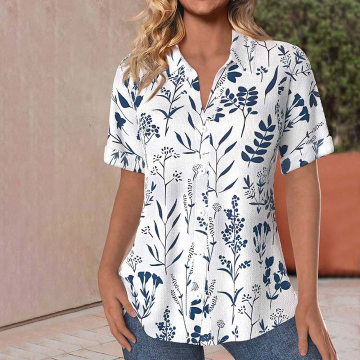 BETTY | LÄSSIGE BLUSE MIT BLATTPRINT