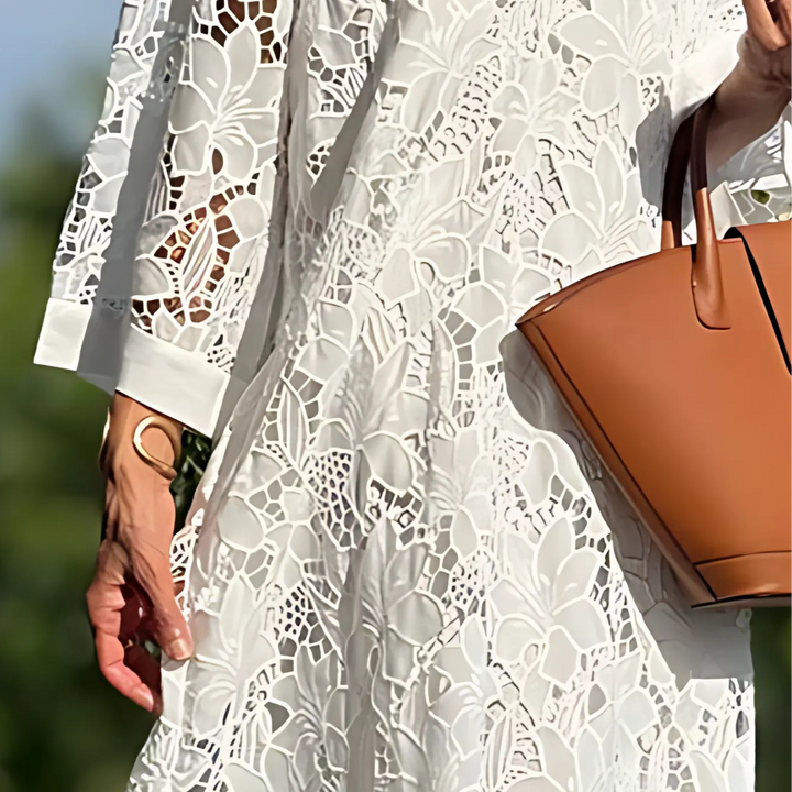Elowen – Dahlia Besticktes Midi-Kleid