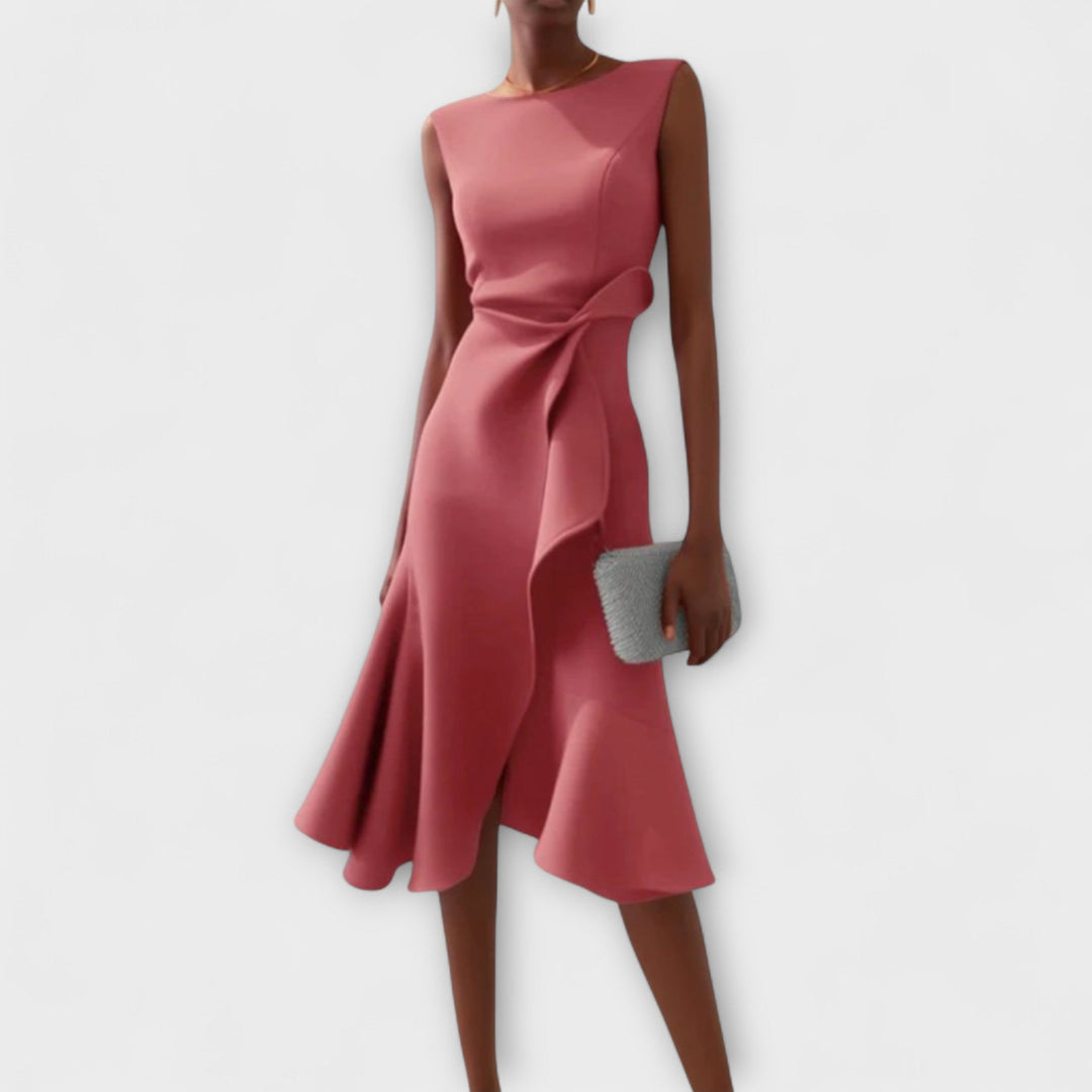Sheila™ | Drapiertes asymmetrisches Midikleid