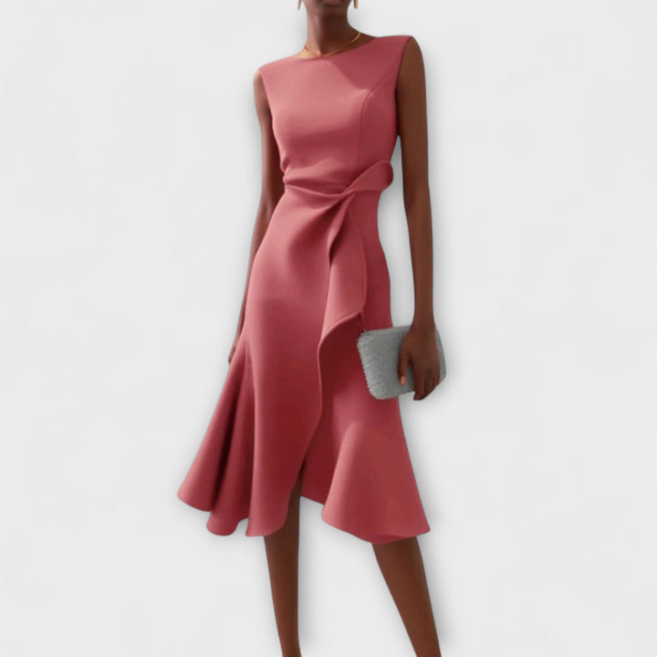 Sheila™ | Drapiertes asymmetrisches Midikleid