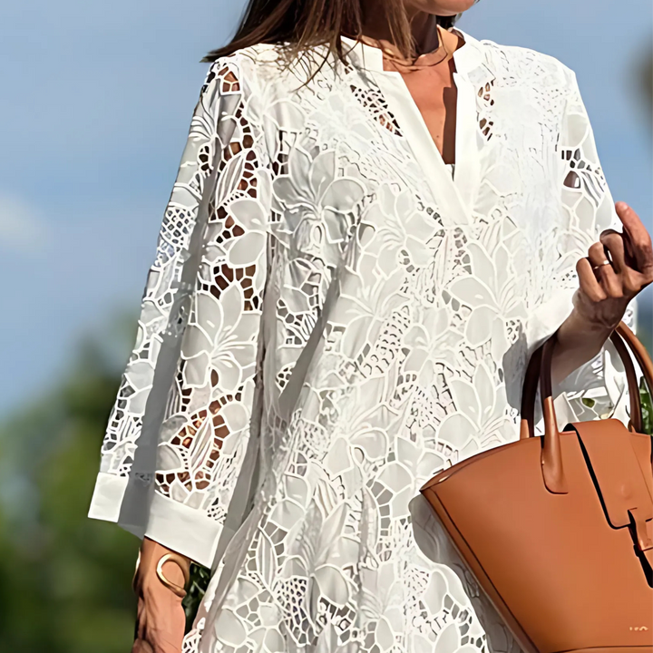 Elowen – Dahlia Besticktes Midi-Kleid