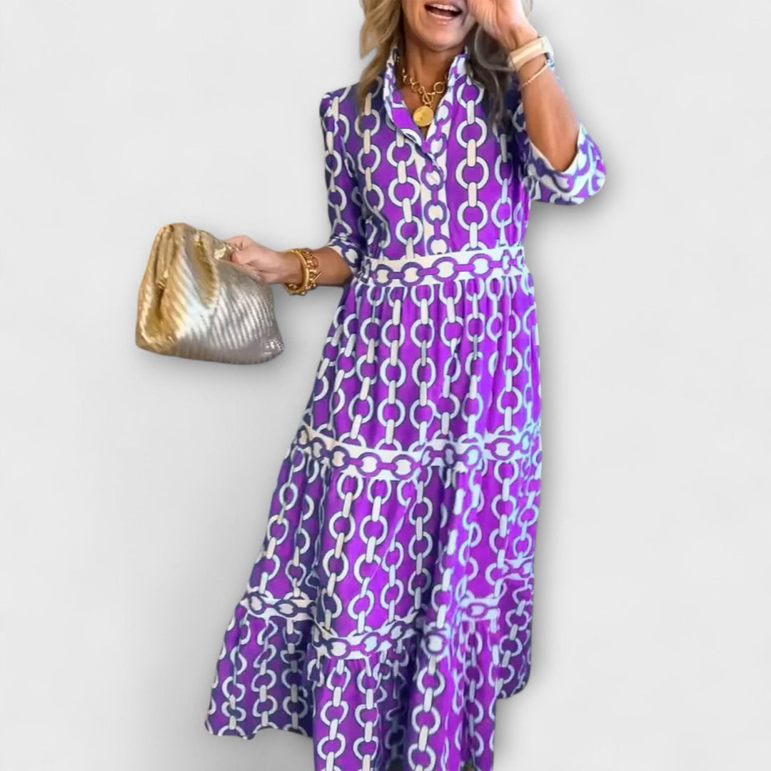 Sophia | Midi-Kleid mit Kettenmuster