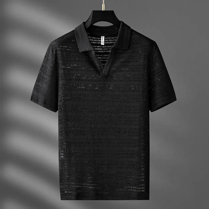 Eric Strukturierter Strick-Polo-Shirt