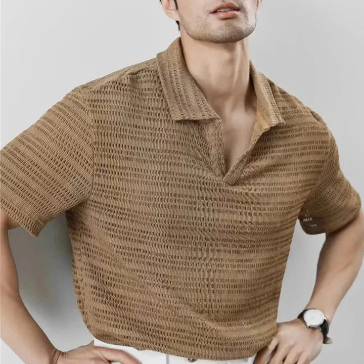 Eric Strukturierter Strick-Polo-Shirt