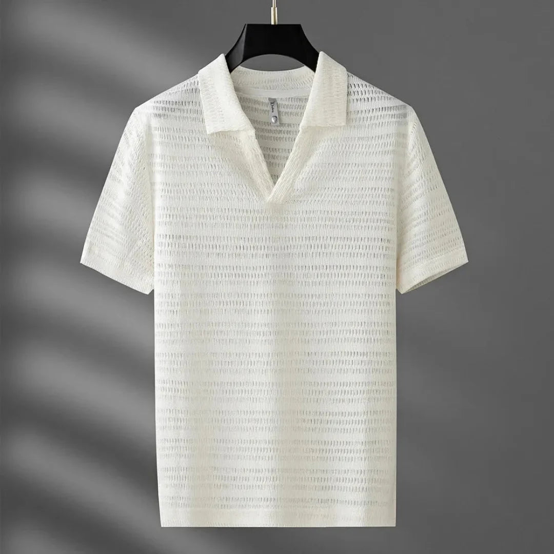 Eric Strukturierter Strick-Polo-Shirt