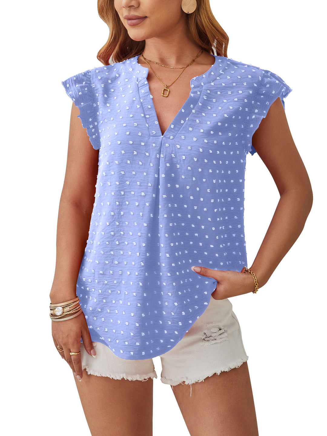 Vera – Bluse mit strukturierten Flatterärmeln