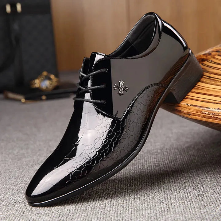 Luciano Glänzende Kroko-Prägung Oxford-Schuhe