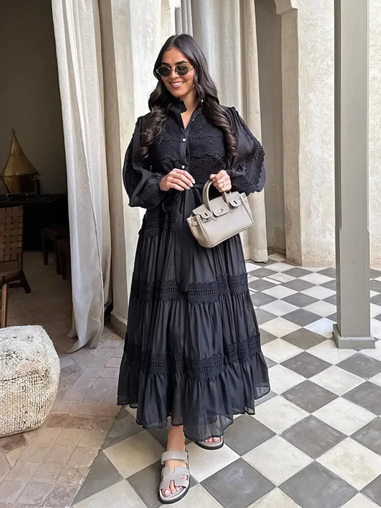 Lyna - Stickerei Maxi Kleid