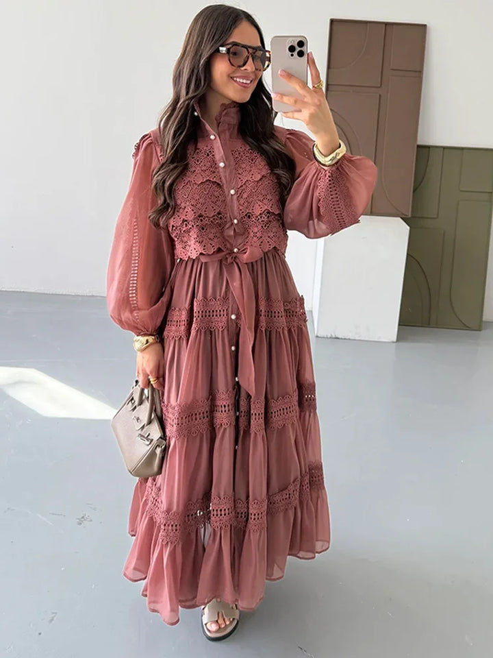 Lyna - Stickerei Maxi Kleid