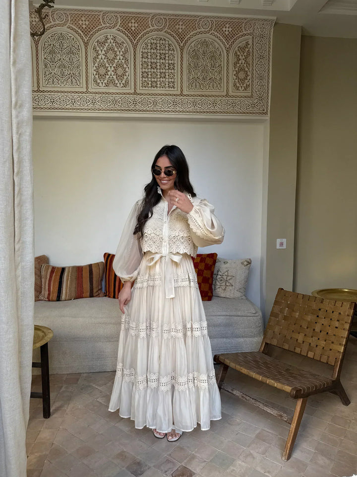 Lyna - Stickerei Maxi Kleid