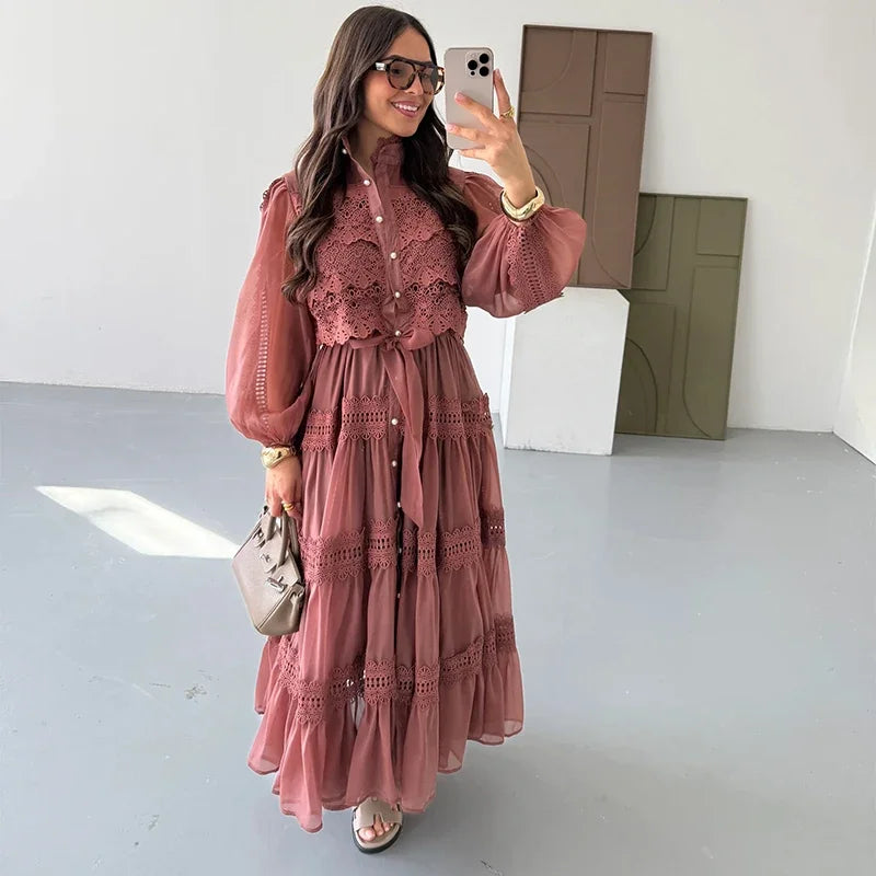 Lyna - Stickerei Maxi Kleid