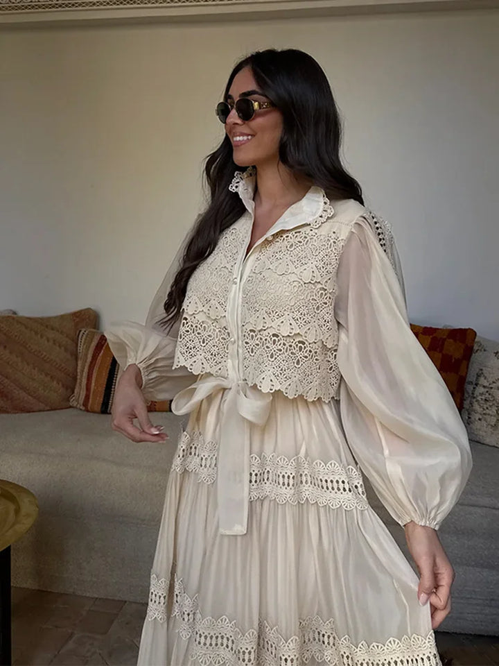 Lyna - Stickerei Maxi Kleid