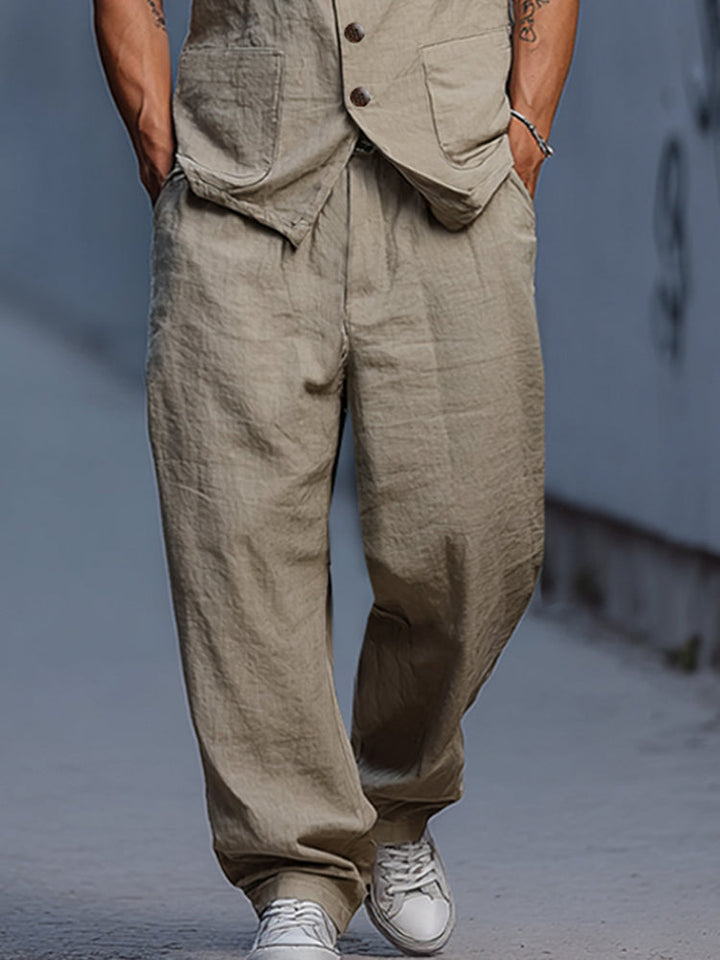 Lässiges Baumwoll-Westen-Hosen-Set