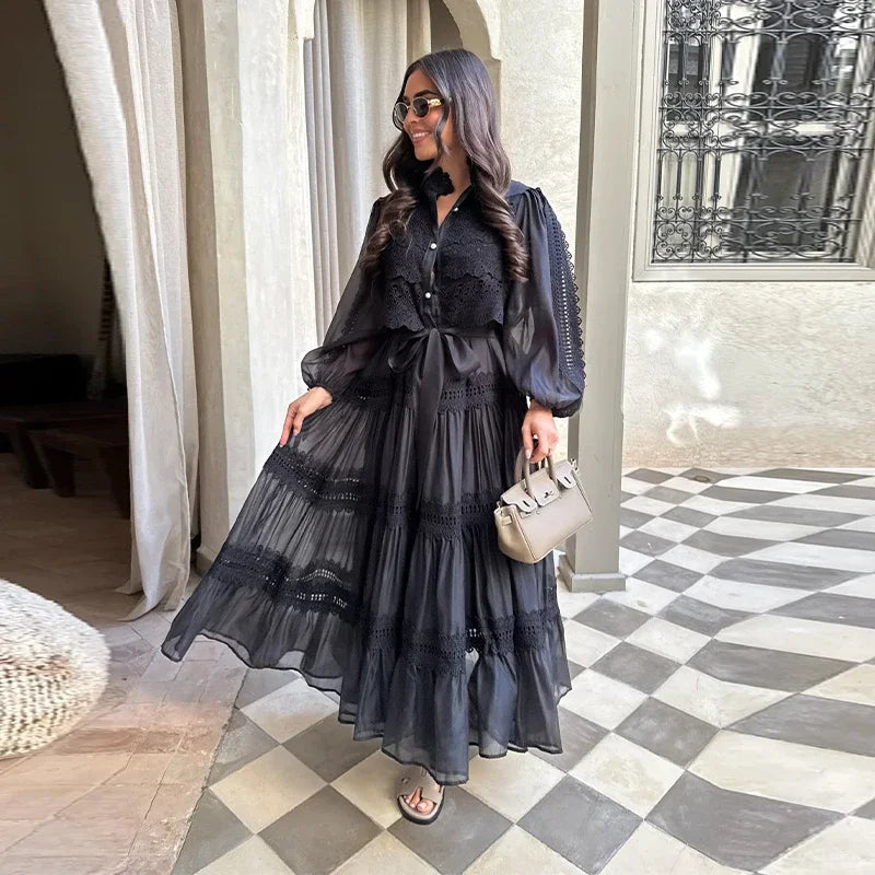 Lyna - Stickerei Maxi Kleid