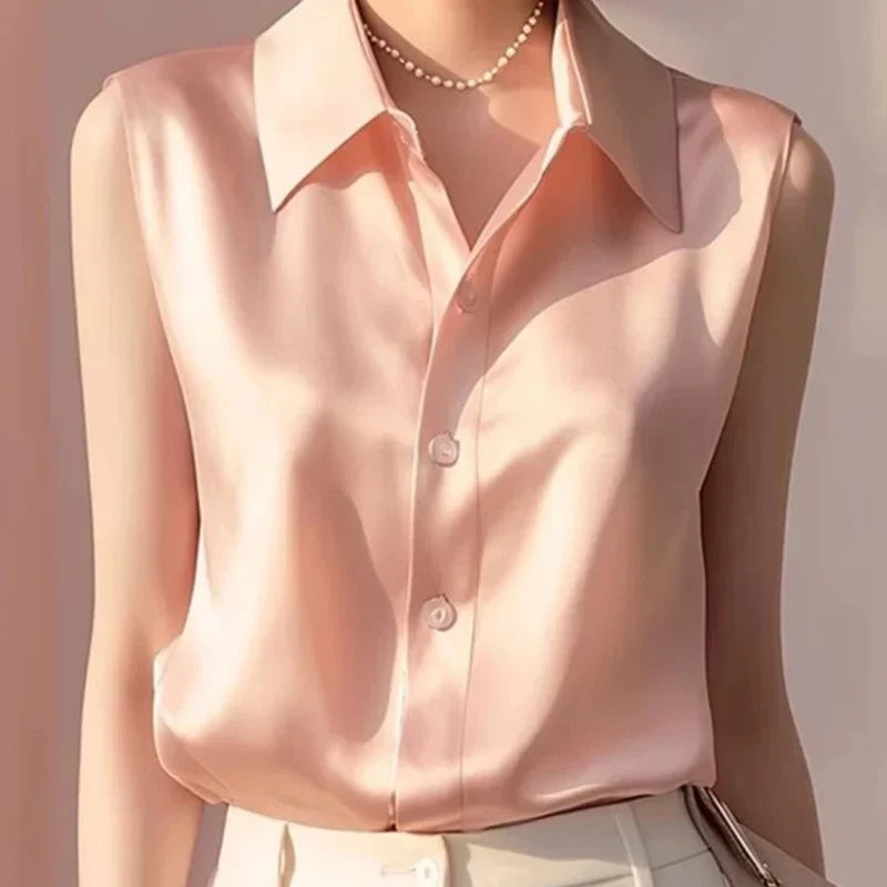 Sommerbluse Alana aus Satin ohne Ärmel