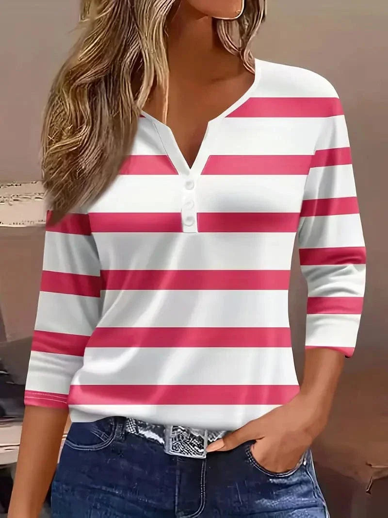 Dakota Jane Gestreiftes V-Ausschnitt Top