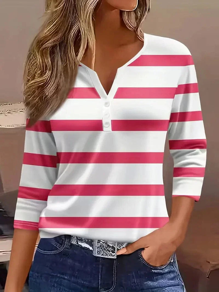 Dakota Jane Gestreiftes V-Ausschnitt Top