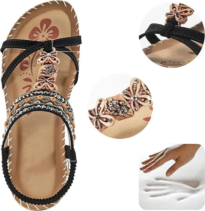Colella | Elegante Sandalen mit Blumen und einem Strass-Schmetterling