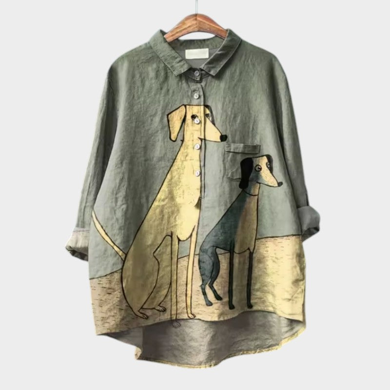 PETSY | ÜBERGRÖSSE SHIRT MIT LIEBLICHEM HUND DESIGN