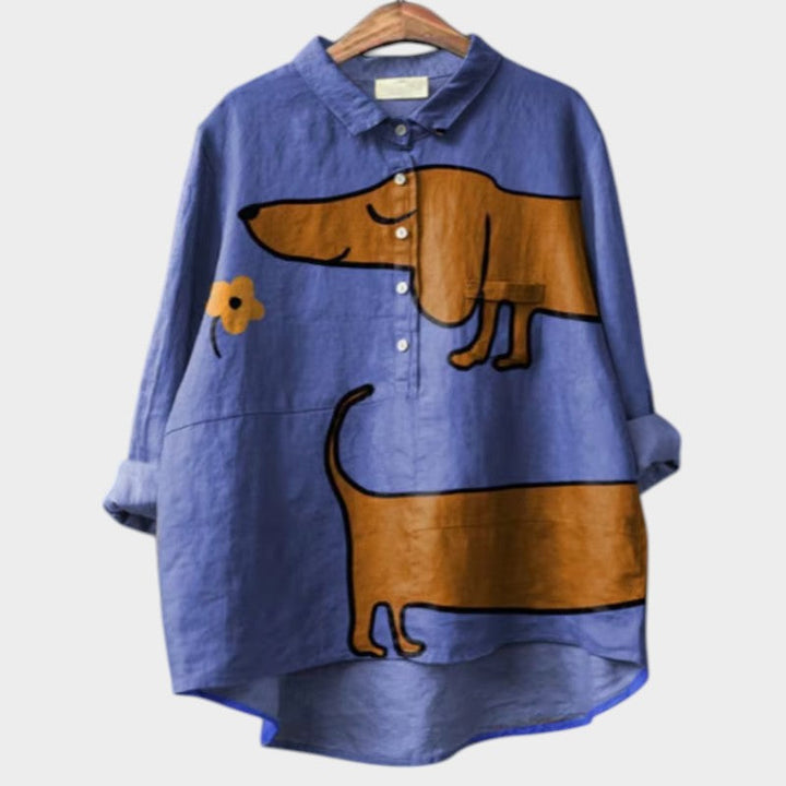 PETSY | ÜBERGRÖSSE SHIRT MIT LIEBLICHEM HUND DESIGN
