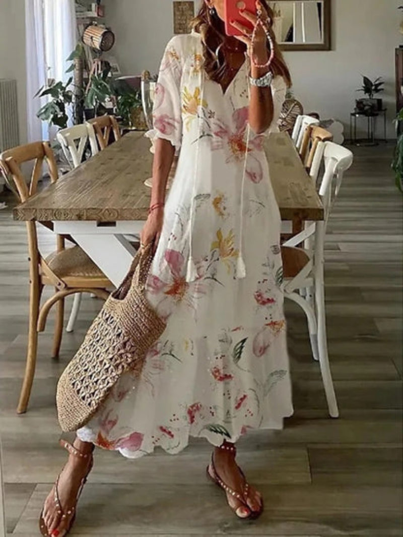 SOPHIA | BOHO VINTAGE V-AUSSCHNITT SOMMERKLEID